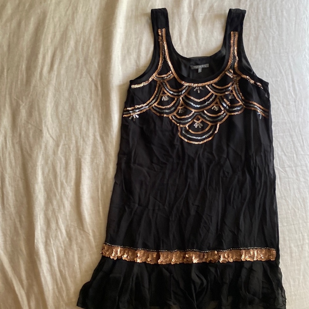 Michale Stars black silk sz small LBD (little black dress) w sequins